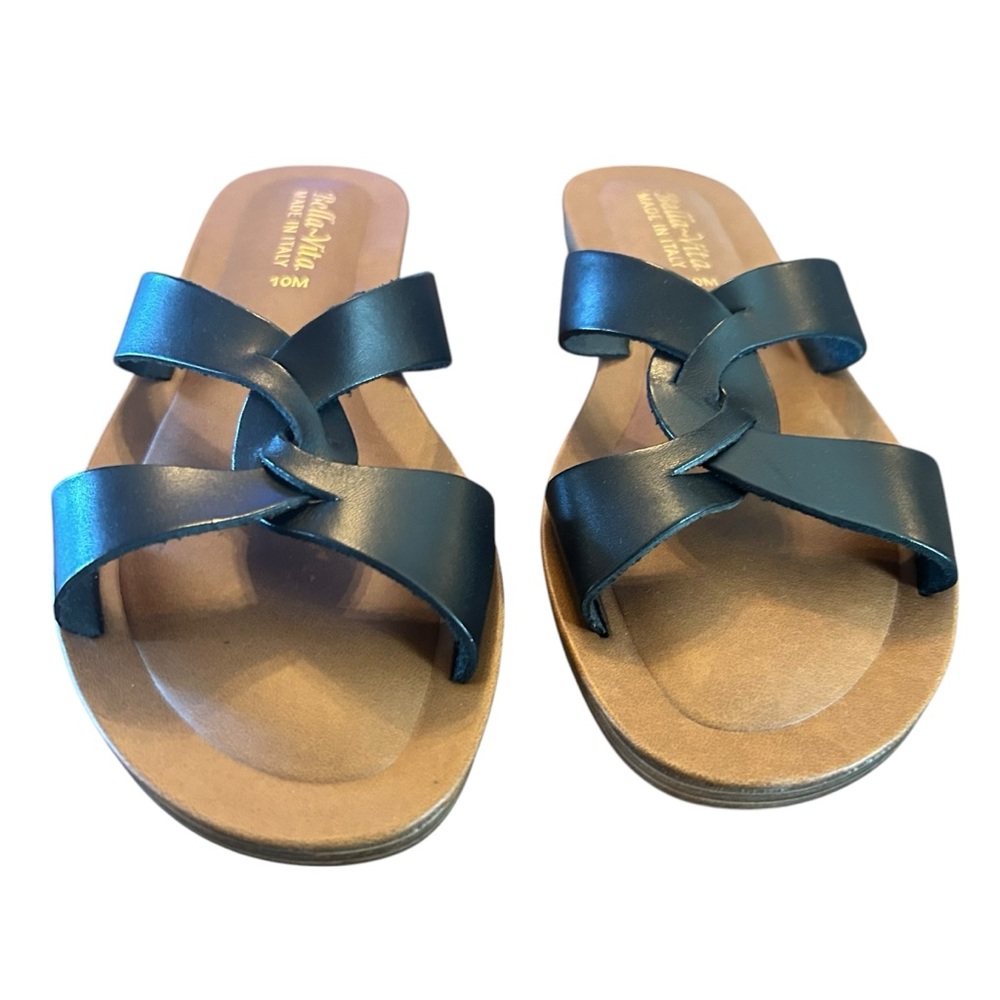 Bella Vita Dov-Italy Slide Sandal Black Leather Minimalist Casual NEW Size 10 - Picture 3 of 10